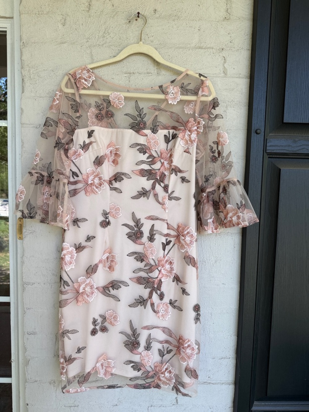 Adrianna Papell Floral Embroidered Sheath Dress Size 10 - Picture 4 of 14